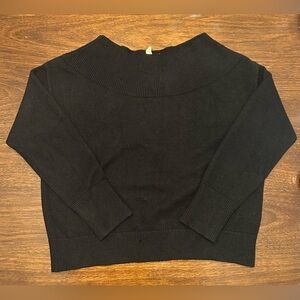Anthropologie Black Off-the-Shoulder Ribbed-Neck Sweater